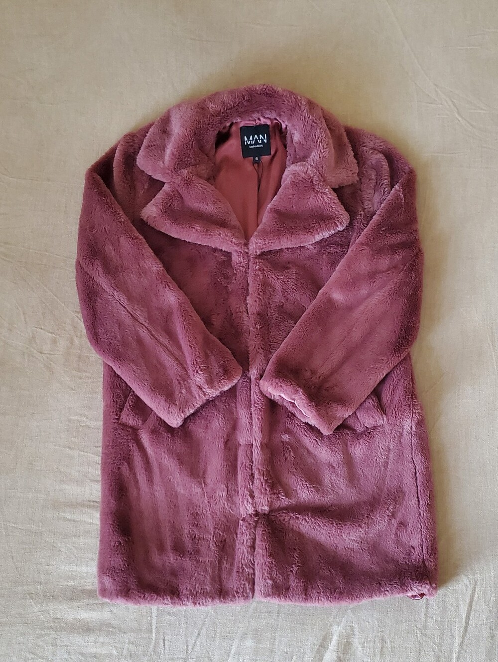 BooHooMan Purple Faux Fur Coat Men's Small